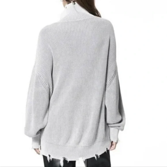 Young Fabulous & Broke Camron Grey Pullover Turtleneck Sweater Size M/L - Picture 3 of 8